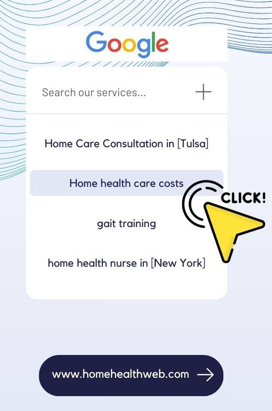 Google Search display of different Home Health Marketing keywords